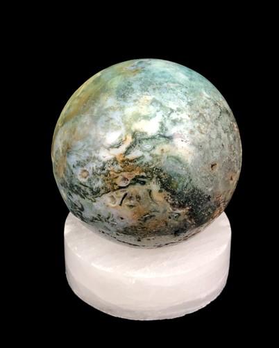 Polished Gemstone Rock Sphere, Stone Holder Display, Reiki Healing Sphere B