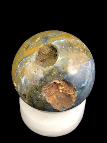 Polished Gemstone Rock Sphere, Stone Holder Display, Reiki Healing Sphere C