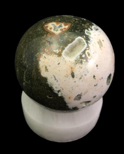 Polished Gemstone Rock Sphere, Stone Holder Display, Reiki Healing Sphere E