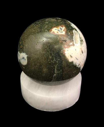 Polished Gemstone Rock Sphere, Stone Holder Display, Reiki Healing Sphere E