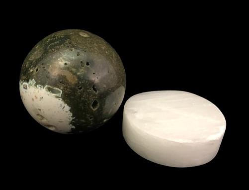 Polished Gemstone Rock Sphere, Stone Holder Display, Reiki Healing Sphere E