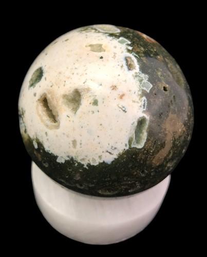 Polished Gemstone Rock Sphere, Stone Holder Display, Reiki Healing Sphere E