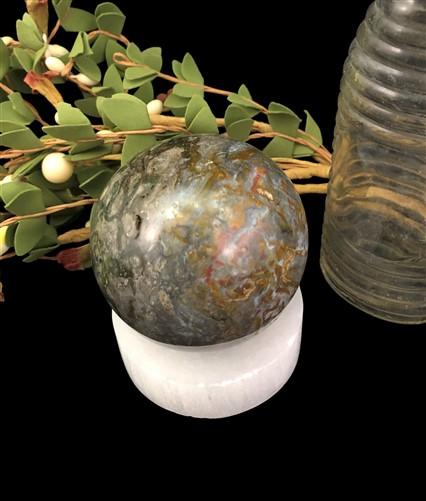 Polished Gemstone Rock Sphere, Stone Holder Display, Reiki Healing Sphere F