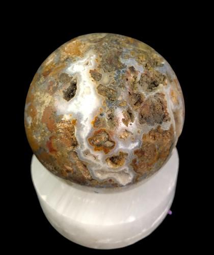 Polished Gemstone Rock Sphere, Stone Holder Display, Reiki Healing Sphere G