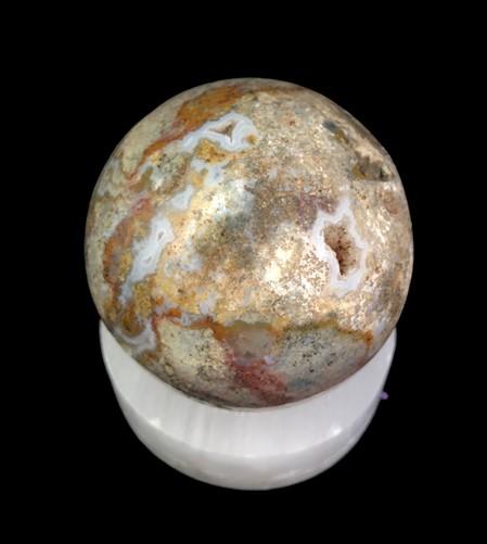 Polished Gemstone Rock Sphere, Stone Holder Display, Reiki Healing Sphere G