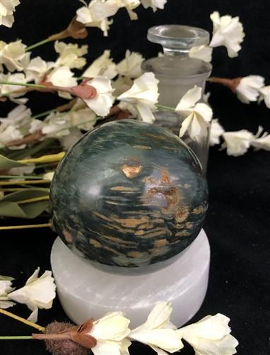 Polished Gemstone Rock Sphere, Stone Holder Display, Reiki Healing Sphere H