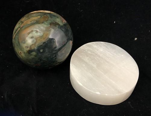 Polished Gemstone Rock Sphere, Stone Holder Display, Reiki Healing Sphere H