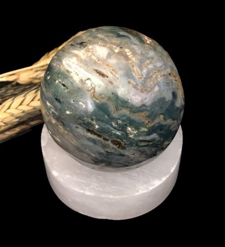 Polished Gemstone Rock Sphere, Stone Holder Display, Reiki Healing Sphere K