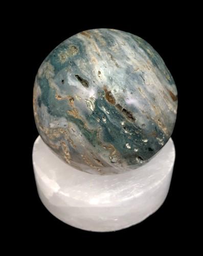 Polished Gemstone Rock Sphere, Stone Holder Display, Reiki Healing Sphere K