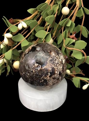 Polished Gemstone Rock Sphere, Stone Holder Display, Reiki Healing Sphere L