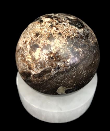 Polished Gemstone Rock Sphere, Stone Holder Display, Reiki Healing Sphere L