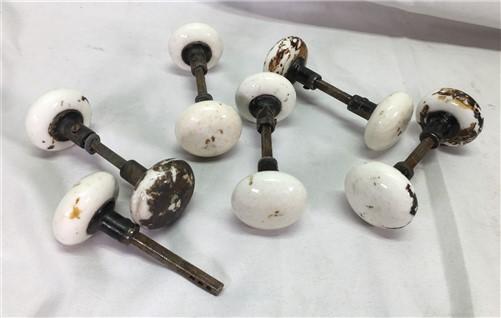 11 White Porcelain Door Knobs, Similar Style Architectural Salvage Vintage G,