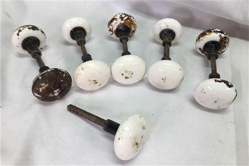 11 White Porcelain Door Knobs, Similar Style Architectural Salvage Vintage G,