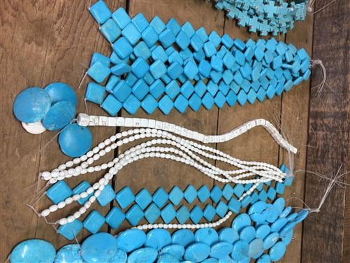 Turquoise Beads, Jewelers Lot, Jewelry Making Artistic Craft Blue Beads C,