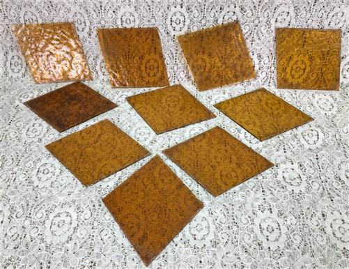 10 Honey Gold Stained Glass Reclaimed Church Window Diamond Panes, Art Glass B,