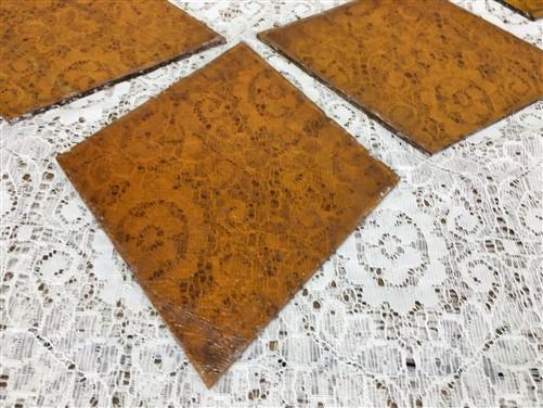 10 Honey Gold Stained Glass Reclaimed Church Window Diamond Panes, Art Glass B,