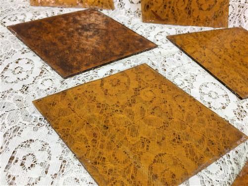 10 Honey Gold Stained Glass Reclaimed Church Window Diamond Panes, Art Glass B,