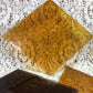 10 Honey Gold Stained Glass Reclaimed Church Window Diamond Panes, Art Glass A,