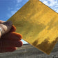 10 Honey Gold Stained Glass Reclaimed Church Window Diamond Panes, Art Glass G,