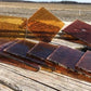 10 Honey Gold Stained Glass Reclaimed Church Window Diamond Panes, Art Glass H,