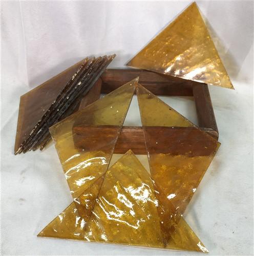 10 Honey Gold Stained Glass Reclaimed Church Window Triangle Panes, Art Glass N,