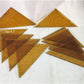 10 Honey Gold Stained Glass Reclaimed Church Window Triangle Panes, Art Glass P,