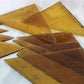 10 Honey Gold Stained Glass Reclaimed Church Window Triangle Panes, Art Glass P,