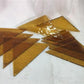 10 Honey Gold Stained Glass Reclaimed Church Window Triangle Panes, Art Glass P,