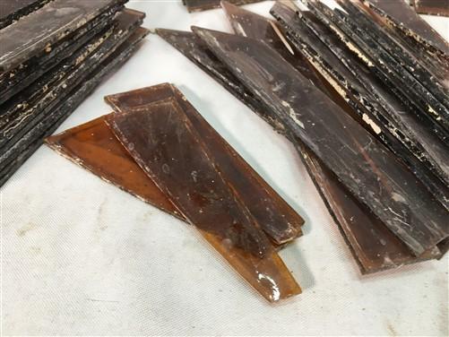 Lot Stained Glass Amber Reclaimed Church Window Rectangular Panes, Art Glass R,