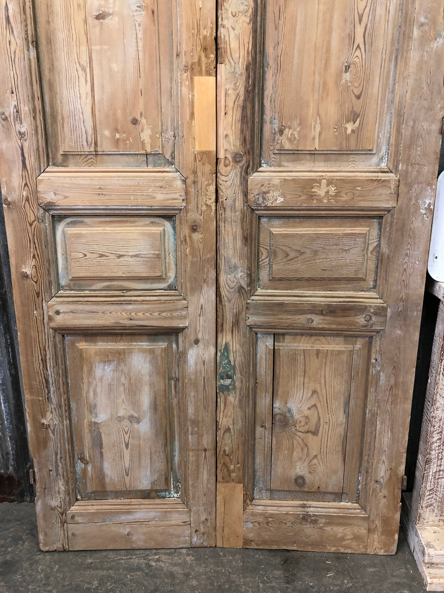 Antique French Double Doors (39.5x92) European Doors, Raised Panel Doors A294