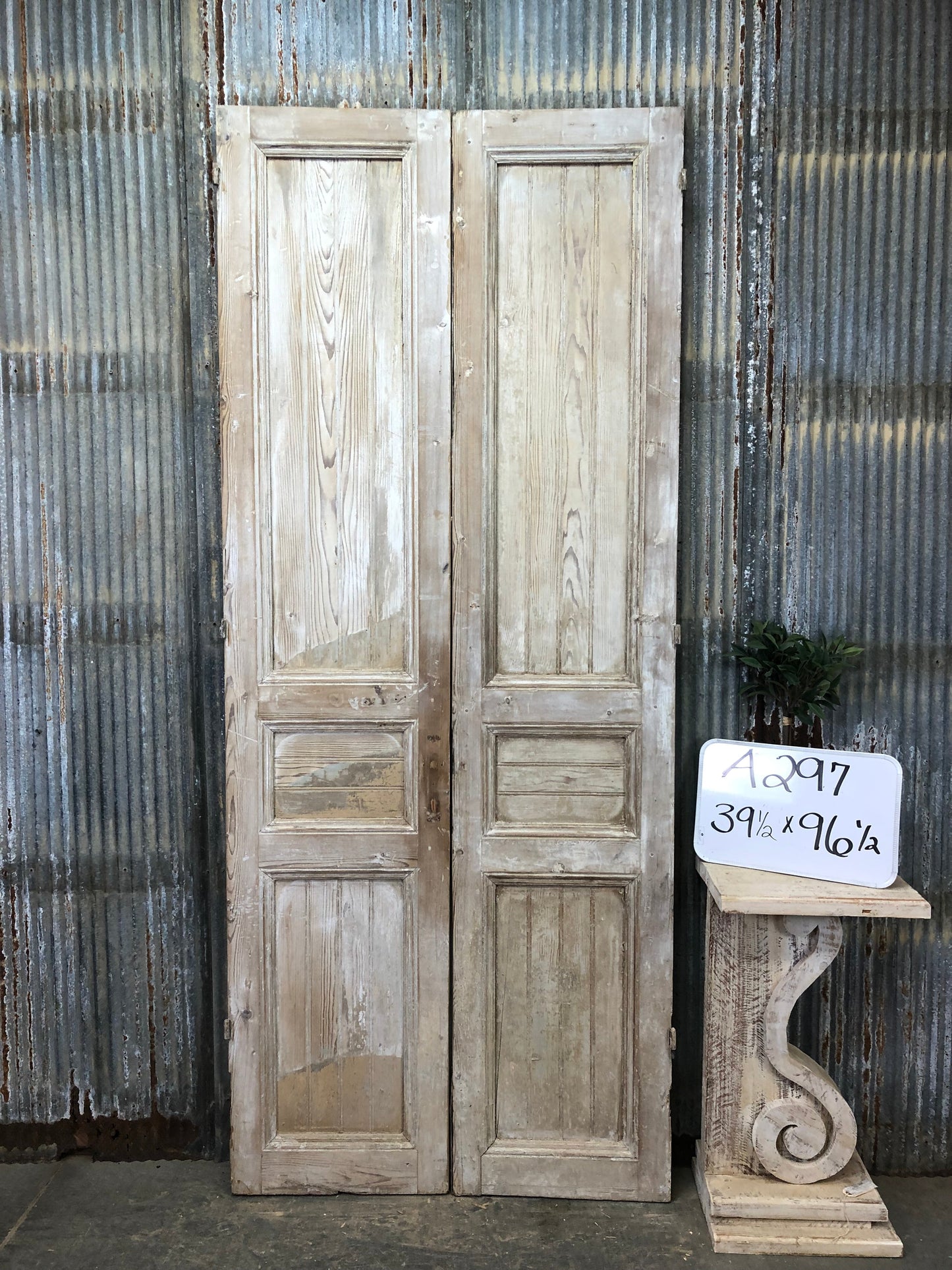 Antique French Double Doors (39.5x96.5) European Doors, Raised Panel Doors A297