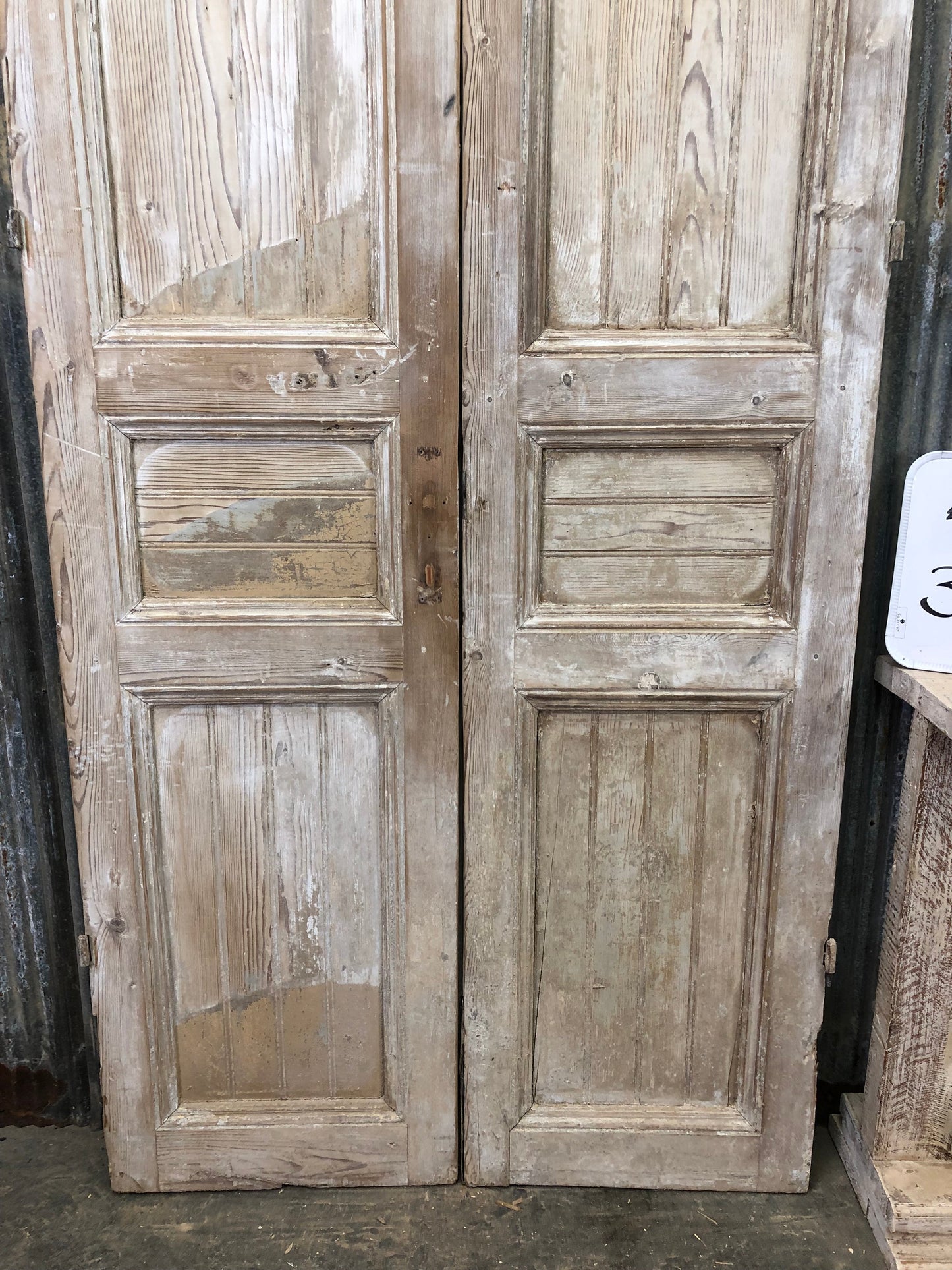 Antique French Double Doors (39.5x96.5) European Doors, Raised Panel Doors A297