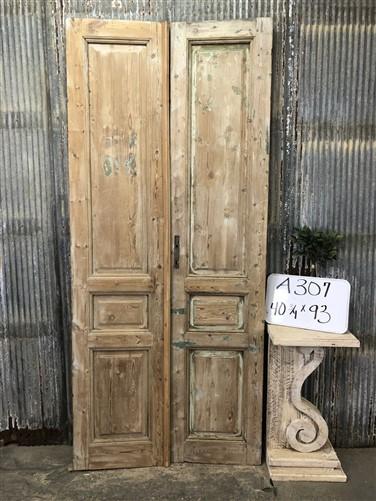 Antique French Double Doors (40.75x93) European Doors, Raised Panel Doors A307