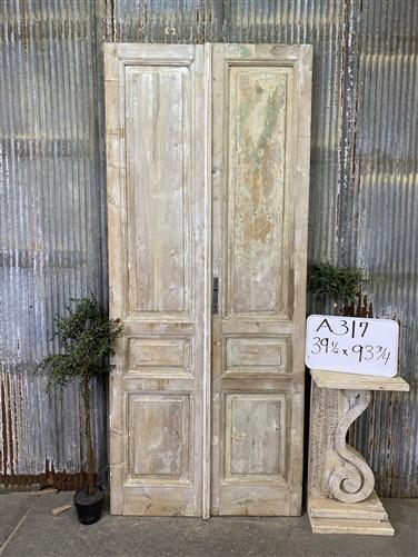 Antique French Double Doors (39.5x93.75) European Doors, Raised Panel Doors A317