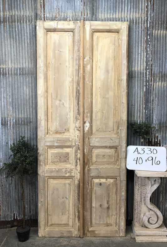 Antique French Double Doors (40x96) European Doors, Raised Panel Doors A330