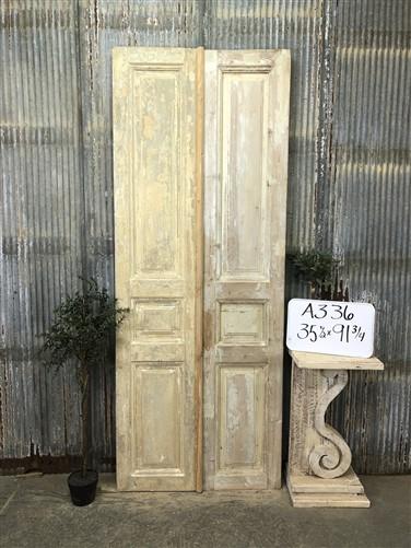 Antique French Double Doors (35.5x91.75) European Doors, Raised Panel Doors A336