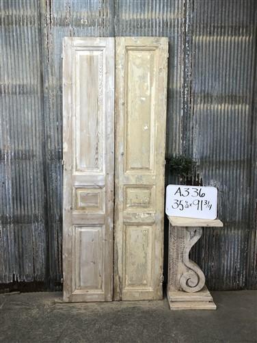 Antique French Double Doors (35.5x91.75) European Doors, Raised Panel Doors A336