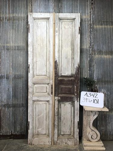 Antique French Double Doors (39.5x101) European Doors, Raised Panel Doors A342