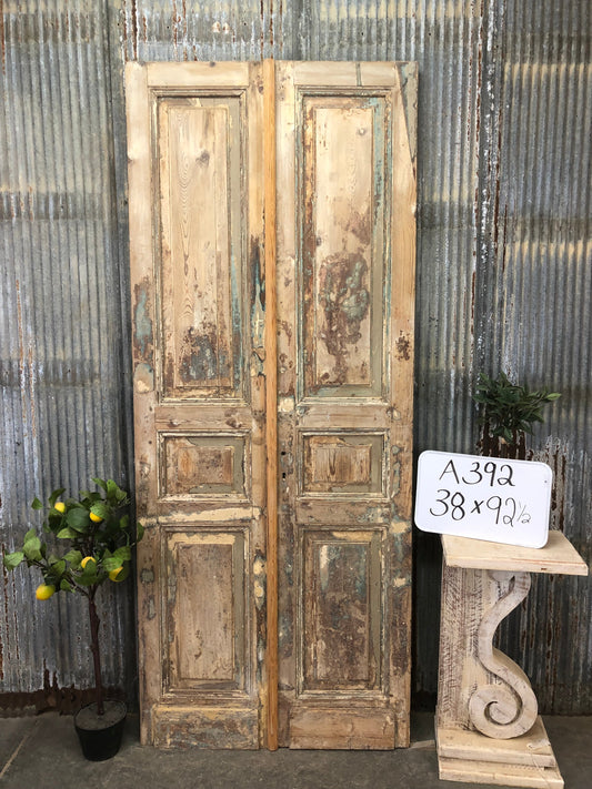 Antique French Double Doors (38x92.5) European Doors, Raised Panel Doors A392