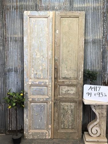 Antique French Double Doors (44x93.5) European Doors, Raised Panel Doors A417