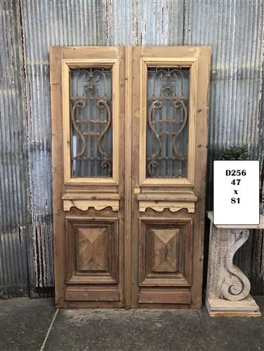 Antique French Double Doors (47x81) Iron Wood Doors, European Doors D256