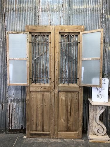 Antique French Double Doors (43.5x85.5) Iron Wood Doors, European Doors D200