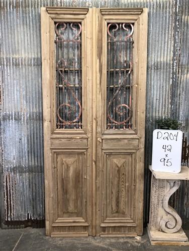 Antique French Double Doors (42x95) Iron Wood Doors, European Doors D204