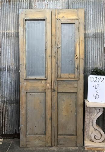 Antique French Double Doors (42x90) Wood Iron Doors, European Doors D222