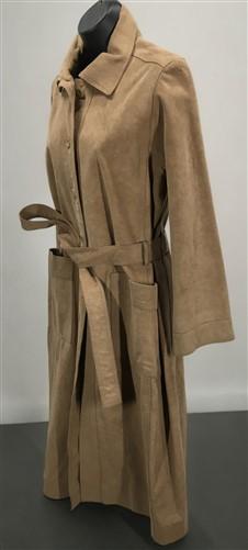 1960s Luxurious Womens Tan Suede Coat, Light Weight Long Belted Suede Coat,
