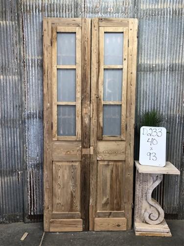 Antique French Double Doors (40x93) Wood Iron Doors, European Doors D233