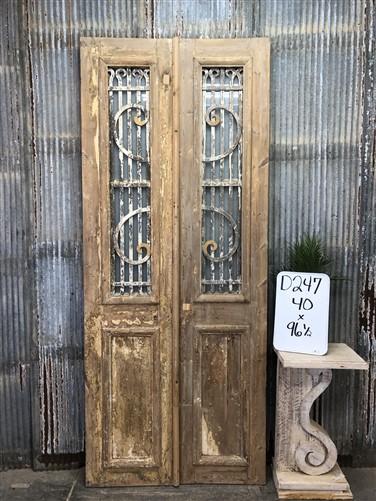 Antique French Double Doors (40x96.5) Iron Wood Doors, European Doors D247