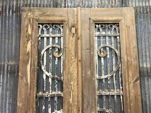 Antique French Double Doors (40x96.5) Iron Wood Doors, European Doors D247