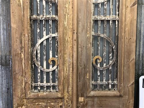 Antique French Double Doors (40x96.5) Iron Wood Doors, European Doors D247