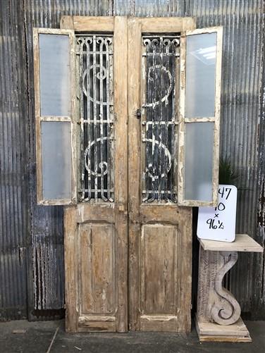 Antique French Double Doors (40x96.5) Iron Wood Doors, European Doors D247